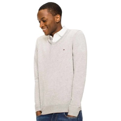 блуза,мъжки,пуловери,tommy,hilfiger,core,cotton,silk,sweater,grey,(cloud,heather)