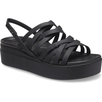 сандали,на,платформа,дамски,сандали,и,чехли,crocs,brooklyn,strappy,low,wedge,sandals,black,(black)