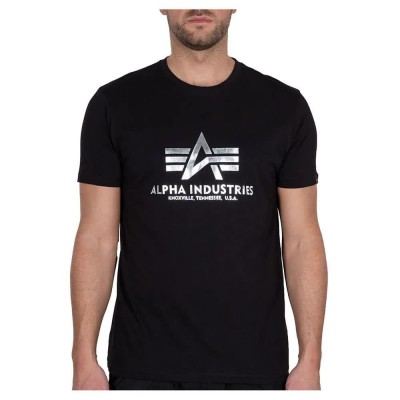 тениска,мъжки,тениски,alpha,industries,basic,foil,print,short,sleeve,t,shirt,black,metalsilver,(black)