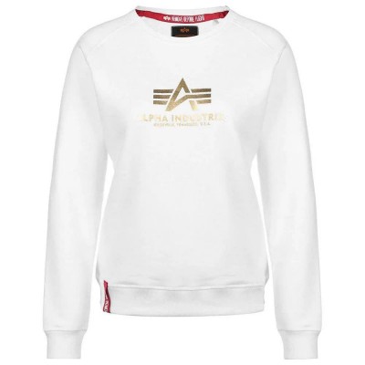 блуза,дамски,пуловери,дамски,плетени,дрехи,alpha,industries,new,basic,foil,print,sweater,white,yellow,gold,(white)
