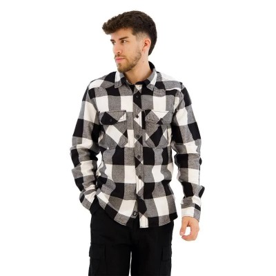 карирана,риза,мъжки,ризи,brandit,check,long,sleeve,shirt,white,black
