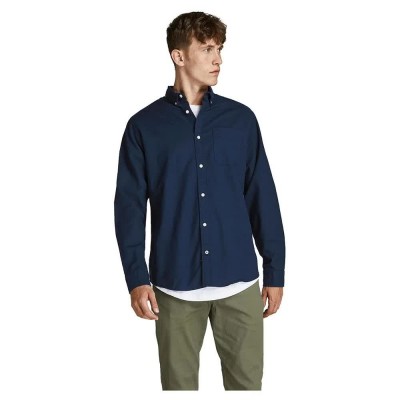 риза,с,дълъг,ръкав,мъжки,ризи,jack,&,jones,oxford,long,sleeve,shirt,navy,blazer,slim,fit,(blue)