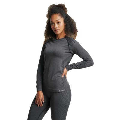 тениска,дамски,тениски,hummel,ci,seamless,long,sleeve,t,shirt,black,melange,(grey)