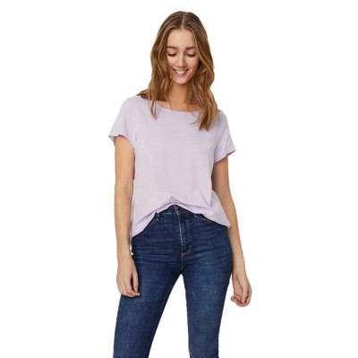 тениска,дамски,тениски,vero,moda,becca,plain,short,sleeve,t,shirt,purple,(pastel,lilac)