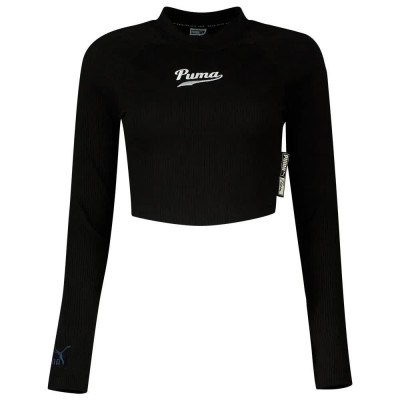 тениска,дамски,тениски,puma,team,ribbed,long,sleeve,t,shirt,black,(puma,black)