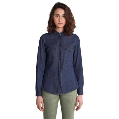 риза,с,дълъг,ръкав,дамски,ризи,salsa,jeans,slim,fit,cotton,long,sleeve,shirt,blue,(blue)