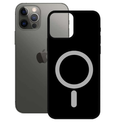 други,аксесоари,ksix,iphone,12,pro,max,magcharge,silicone,phone,case,black,(black)