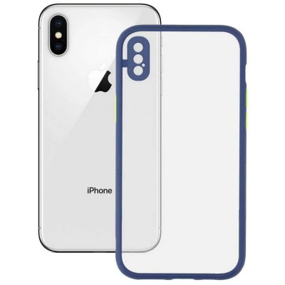 други,аксесоари,ksix,iphone,x,xs,duo,soft,silicone,phone,case,clear,(blue)