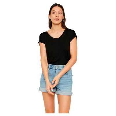 тениска,дамски,тениски,pieces,billo,solid,short,sleeve,v,neck,t,shirt,black