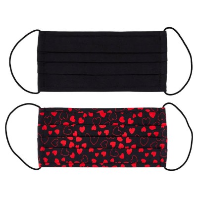 други,аксесоари,pieces,community,face,mask,2,units,black,detail,2,pack,balck,with,red,hearts+solid,black
