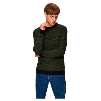 блуза,мъжки,пуловери,selected,aiden,sweater,green,(rifle,green,detail,black)