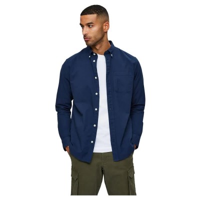риза,с,дълъг,ръкав,мъжки,ризи,selected,regrick,oxford,flex,long,sleeve,shirt,moonlit,ocean,(blue)