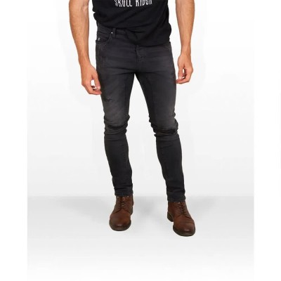 дънки,мъжки,панталони,дамски,панталони,skull,rider,tappared,distressed,effect,jeans,black,(black)