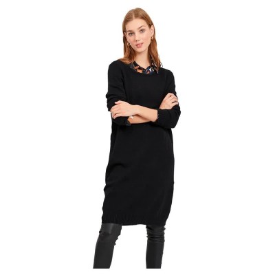 рокля,дамски,поли,и,рокли,vila,ril,knit,long,sleeve,dress,black,(black,14042768,black)