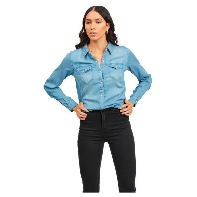дамски,блузи,дамски,ризи,vila,bista,denim,shirt,blue