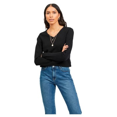 блуза,дамски,пуловери,дамски,плетени,дрехи,vila,ril,v,neck,sweater,black,(black)