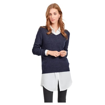 блуза,дамски,пуловери,дамски,плетени,дрехи,vila,ril,v,neck,sweater,total,eclipse,detail,melange,(blue)