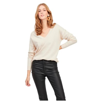 блуза,дамски,пуловери,дамски,плетени,дрехи,object,thess,v,neck,sweater,sandshell,detail,melange,(beige)
