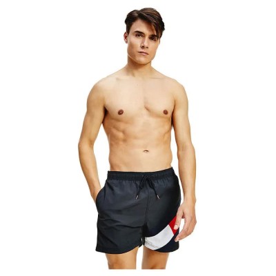бански,гащета,мъжки,бански,костюми,tommy,hilfiger,colour,blocked,slim,fit,mid,swimming,shorts,black,(black)