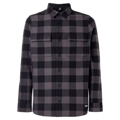 карирана,риза,мъжки,ризи,oakley,bear,cozy,flannel,long,sleeve,shirt,black,(black,grey,check)