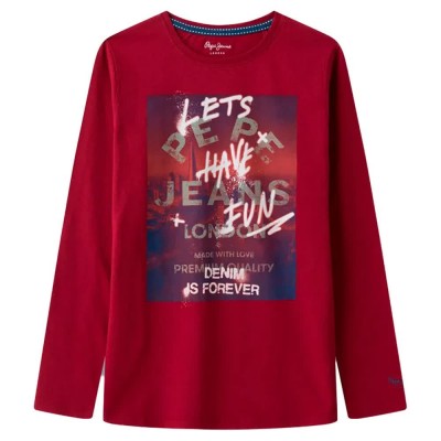 тениска,детски,тениски,pepe,jeans,arnold,long,sleeve,t,shirt,red,(currant)