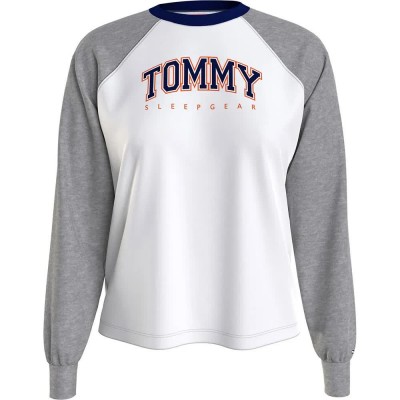 тениска,дамски,пижами,tommy,jeans,long,sleeve,pyjama,t,shirt,white,(medium,grey,heather)