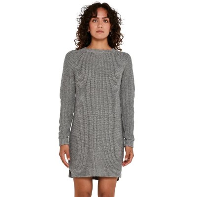 рокля,дамски,поли,и,рокли,noisy,may,siesta,o,neck,knit,long,sleeve,dress,medium,grey,melange