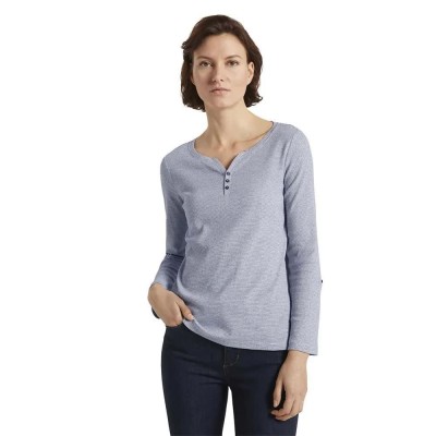 тениска,дамски,тениски,tom,tailor,henley,long,sleeve,t,shirt,blue,(offwhite,navy,small,stripe)