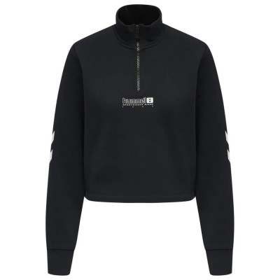 блуза,дамски,блузи,hummel,legacy,nikka,cropped,half,zip,sweatshirt,black,(black)