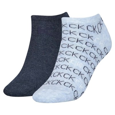 чорапи,дамски,чорапи,calvin,klein,sneaker,all,over,logo,socks,2,pairs,denim,melange,(blue)