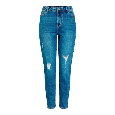 дънки,дамски,панталони,pieces,kesia,mom,ankle,destroy235,vi,high,waist,jeans,blue