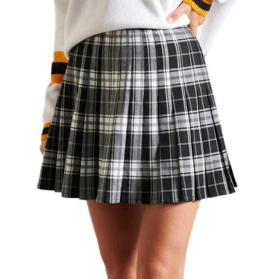 пола,дамски,поли,и,рокли,superdry,check,pleated,short,skirt,black,white,check,(black)
