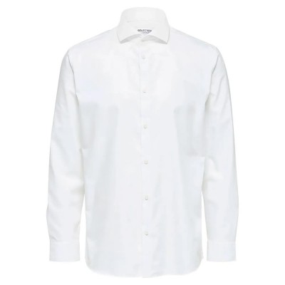 футболна,фланелка,мъжки,ризи,selected,ethan,cut,away,slim,long,sleeve,shirt,white