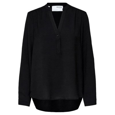 тениска,дамски,тениски,selected,mivia,long,sleeve,v,neck,t,shirt,black