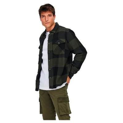 карирана,риза,дамски,ризи,мъжки,ризи,only,&,sons,milo,life,check,long,sleeve,shirt,green,black,(forest,night)