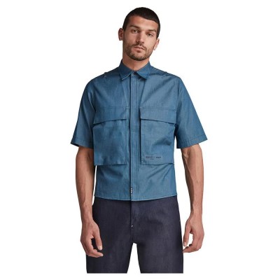 риза,с,къс,ръкав,мъжки,ризи,g,star,cropped,short,sleeve,shirt,blue,(raw,denim)