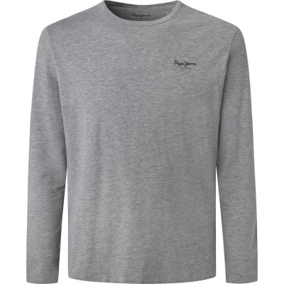 тениска,мъжки,тениски,pepe,jeans,original,basic,2,long,sleeve,t,shirt,grey,marlange,(grey)