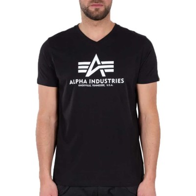 тениска,мъжки,тениски,alpha,industries,basic,short,sleeve,v,neck,t,shirt,black