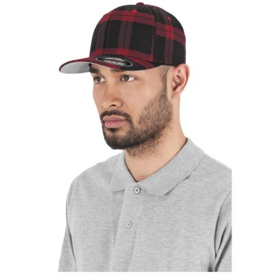 шапка,всички,шапки,flexfit,tartan,plaid,cap,black,red,(black)