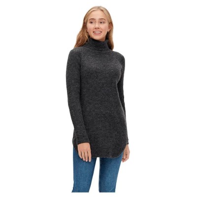 блуза,дамски,пуловери,дамски,плетени,дрехи,pieces,ellen,high,neck,sweater,dark,grey,melange,(grey)