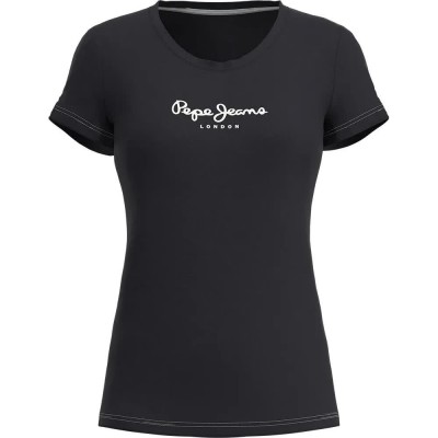 тениска,дамски,тениски,pepe,jeans,new,virginia,short,sleeve,t,shirt,black,(black)