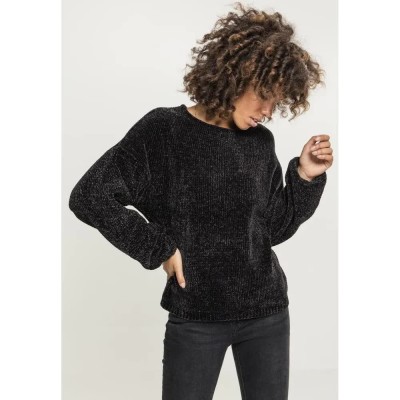 блуза,дамски,пуловери,дамски,плетени,дрехи,urban,classics,chenille,sweater,black,(black)