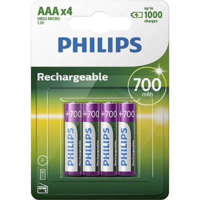 батерии,philips,rechargeable,batteries,r03b4a70,aaa,pack4,700mah,black