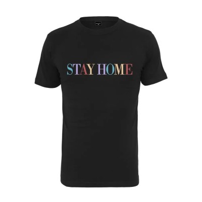 футболна,фланелка,мъжки,тениски,mister,tee,unisex,stay,home,wording,t,shirt,black,(black)