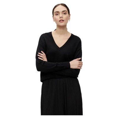 блуза,дамски,пуловери,дамски,плетени,дрехи,object,thess,v,neck,sweater,black
