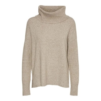 блуза,дамски,пуловери,дамски,плетени,дрехи,vero,moda,doffy,high,neck,sweater,brown,(sepia,tint,detail,melange)