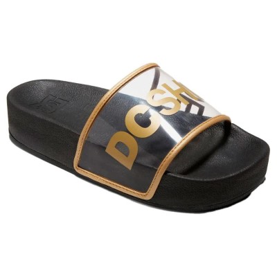 обувки,дамски,сандали,и,чехли,dc,shoes,slider,platform,se,slides,black,(black,gold)