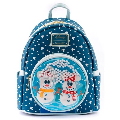 раница,раници,disney,loungefly,mickey,minnie,snowman,backpack,26,cm,blue