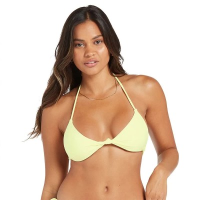 дамски,бански,костюми,volcom,simply,seamless,tri,bikini,top,yellow,(lime,ice)