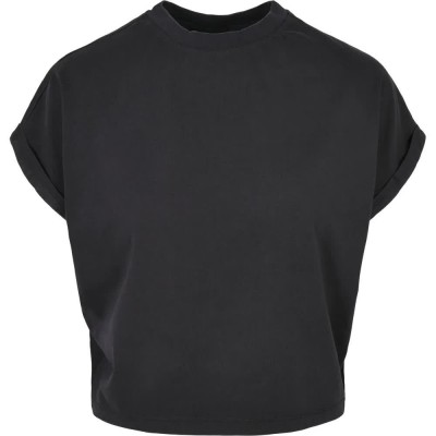 тениска,дамски,тениски,urban,classics,short,pigment,dye,découpé,short,sleeve,t,shirt,black,(black)